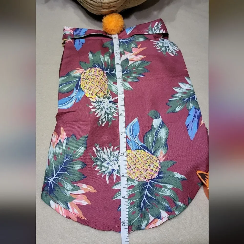 Pet NWOT Red Pineapple Print Lightweight Hawaiian Style Shirt Size Medium